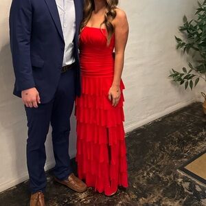 Red long formal dress